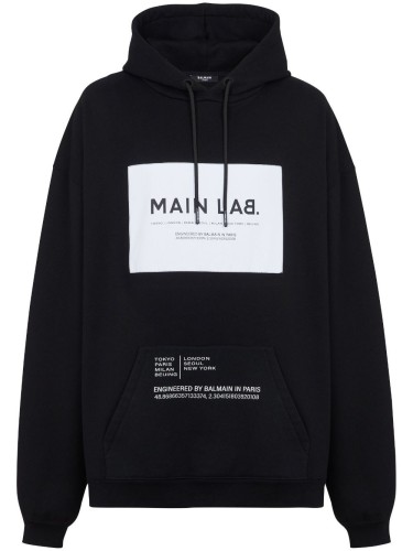 BALMAIN,JERSEY & NYLON HOODIE