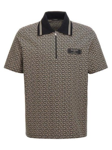 MONOGRAM JACQUARD ZIPPED POLO