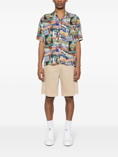 RHUDE,POSTCARD SILK SHIRT