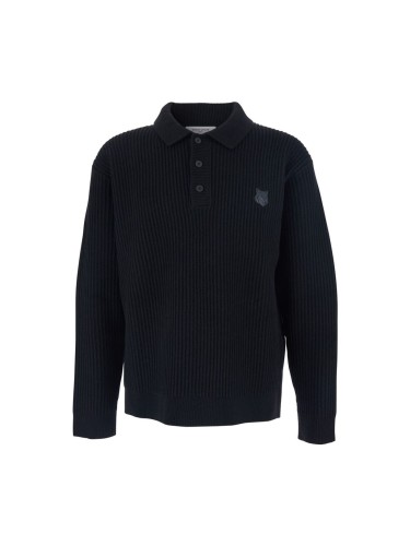 FOX HEAD WOOL RIBBED POLO...